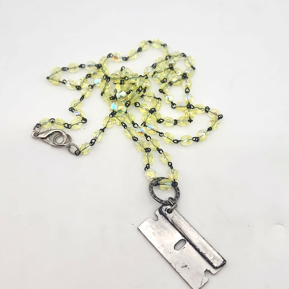 Silver Tone razor Necklace